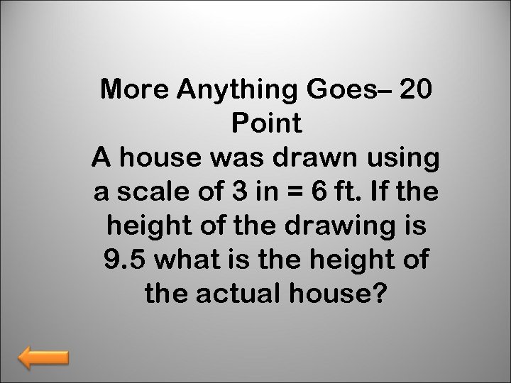 More Anything Goes– 20 Point A house was drawn using a scale of 3