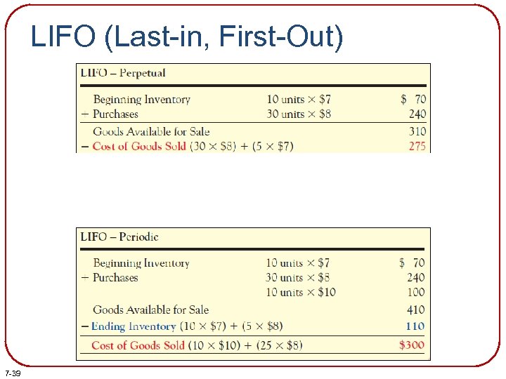 LIFO (Last-in, First-Out) 7 -39 