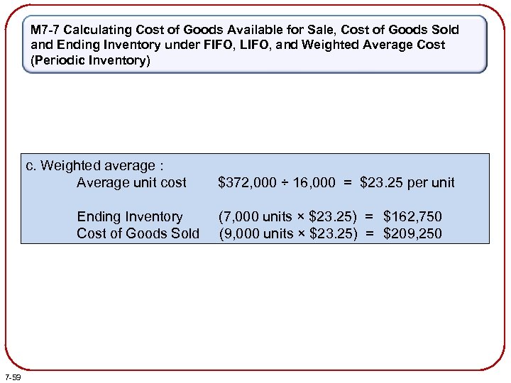 M 7 -7 Calculating Cost of Goods Available for Sale, Cost of Goods Sold