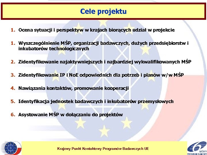 Cele projektu 1. Ocena sytuacji i perspektyw w krajach biorących udział w projekcie 1.