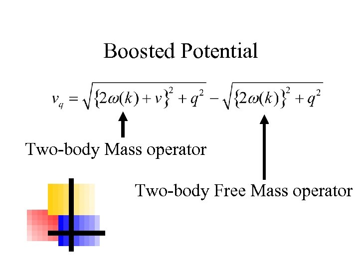 Boosted Potential Two-body Mass operator　 Two-body Free Mass operator 