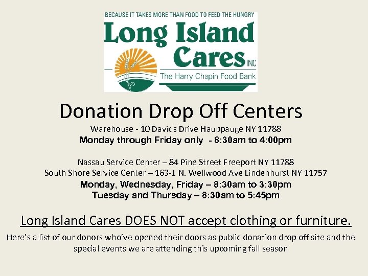 Donation Drop Off Centers Warehouse — 10 Davids