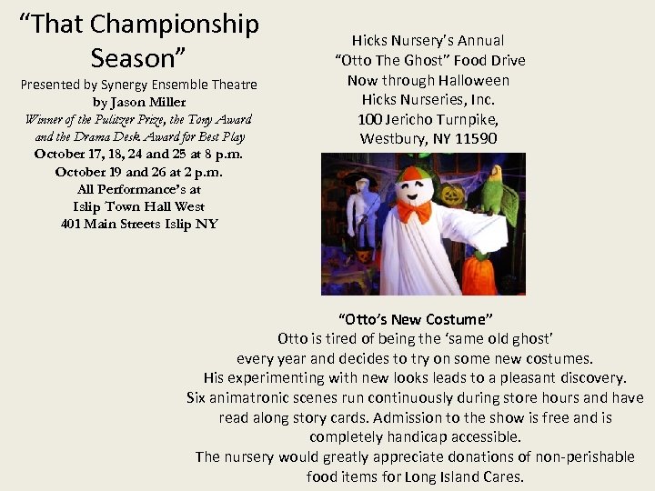 “That Championship Season” Presented by Synergy Ensemble Theatre by Jason Miller Winner of the