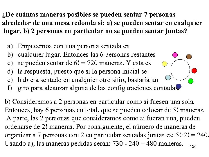 ¿De cuántas maneras posibles se pueden sentar 7 personas alrededor de una mesa redonda