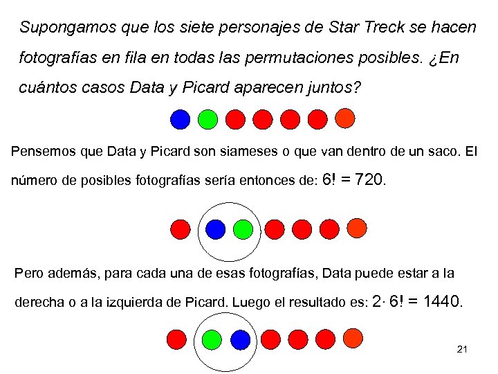 Supongamos que los siete personajes de Star Treck se hacen fotografías en fila en