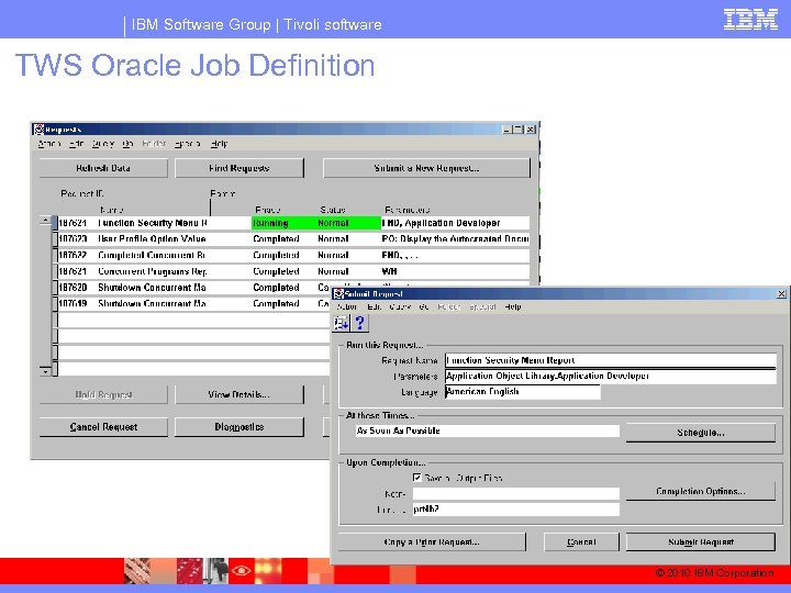 IBM Software Group | Tivoli software TWS Oracle Job Definition © 2010 IBM Corporation