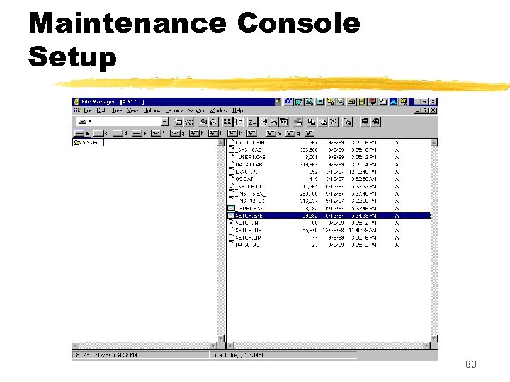Maintenance Console Setup 83 