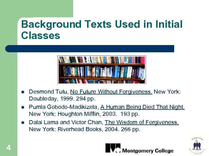 Background Texts Used in Initial Classes l l l 4 Desmond Tutu, No Future