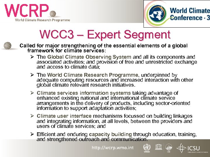 WCC 3 – Expert Segment Called for major strengthening of the essential elements of