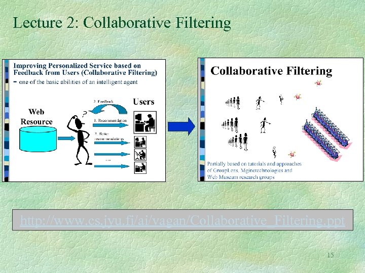 Lecture 2: Collaborative Filtering http: //www. cs. jyu. fi/ai/vagan/Collaborative_Filtering. ppt 15 