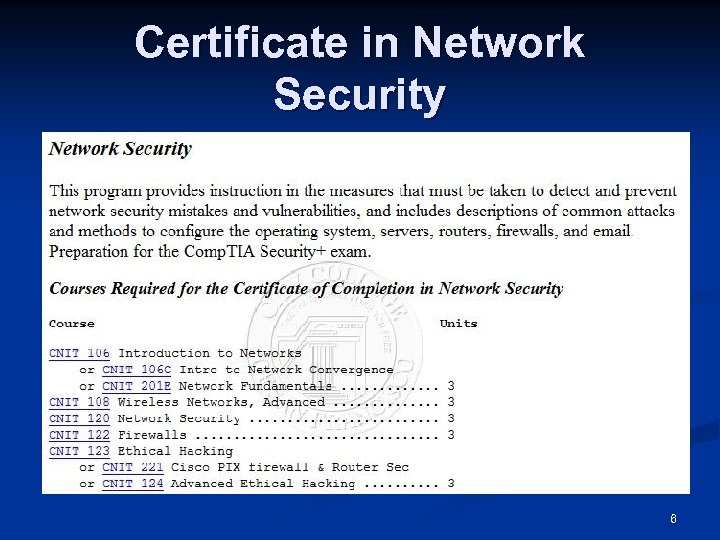 Certificate in Network Security 6 