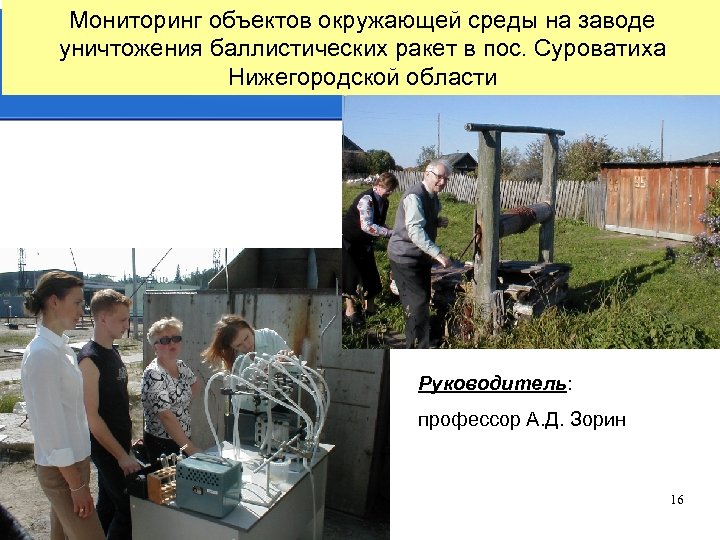 Мониторинг объектов окружающей среды на заводе уничтожения баллистических ракет в пос. Суроватиха Нижегородской области