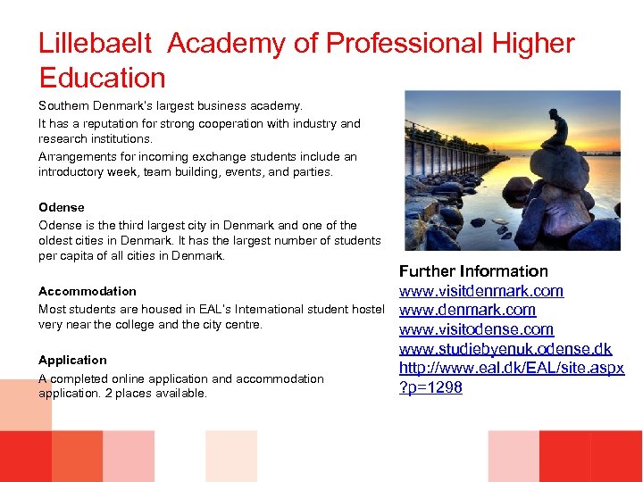 Lillebaelt Academy of Professional Higher Education Southern Denmark’s largest business academy. It has a