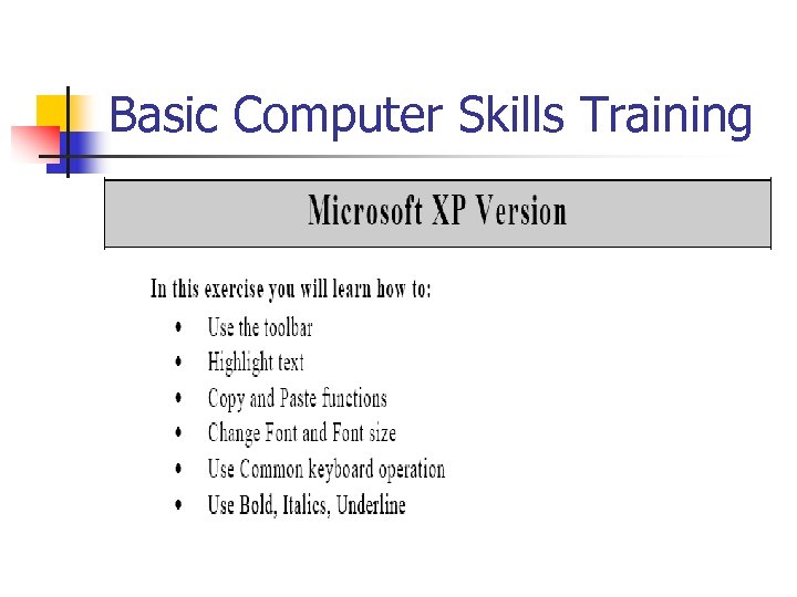 Basic Computer Skills Training 