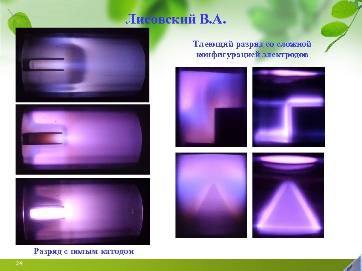 Лисовский В. А. Тлеющий разряд со сложной конфигурацией электродов Разряд с полым катодом 24