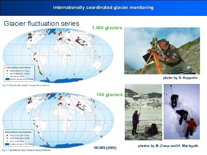 internationally coordinated glacier monitoring Glacier fluctuation series 1, 000 glaciers photo by S. Kappeler