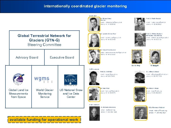 internationally coordinated glacier monitoring Global Terrestrial Network for Glaciers (GTN-G) Steering Committee Advisory Board