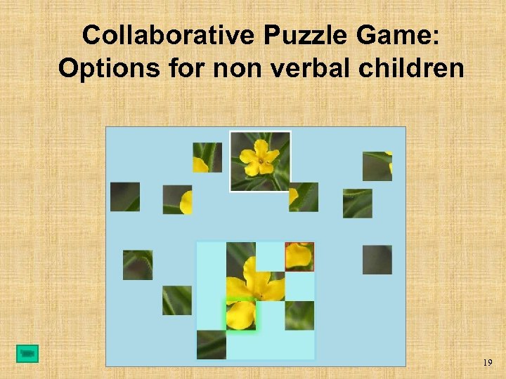 Collaborative Puzzle Game: Options for non verbal children 19 