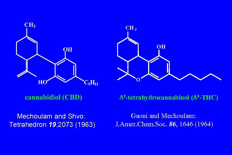 CH 3 OH O D 9 -tetrahydrocannabinol (D 9 -THC) Mechoulam and Shvo: Tetrahedron