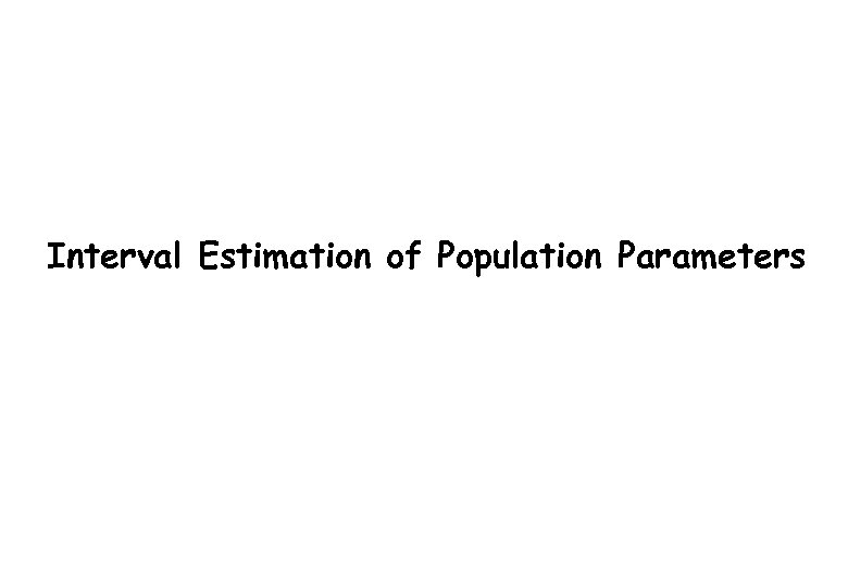 Interval Estimation of Population Parameters 