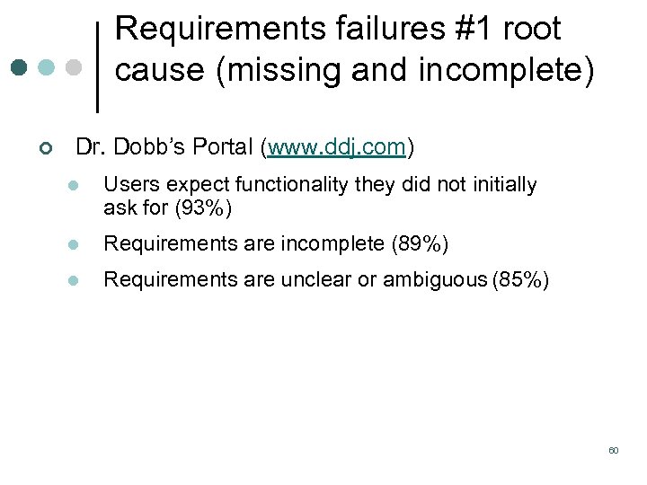 Requirements failures #1 root cause (missing and incomplete) ¢ Dr. Dobb’s Portal (www. ddj.
