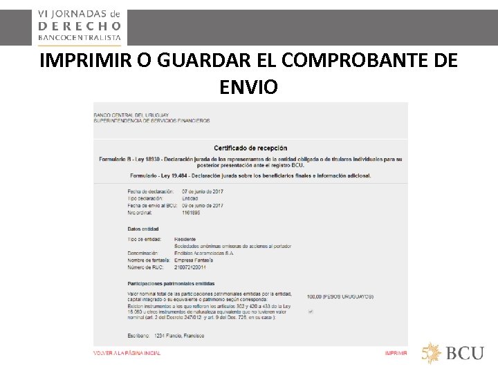 IMPRIMIR O GUARDAR EL COMPROBANTE DE ENVIO 