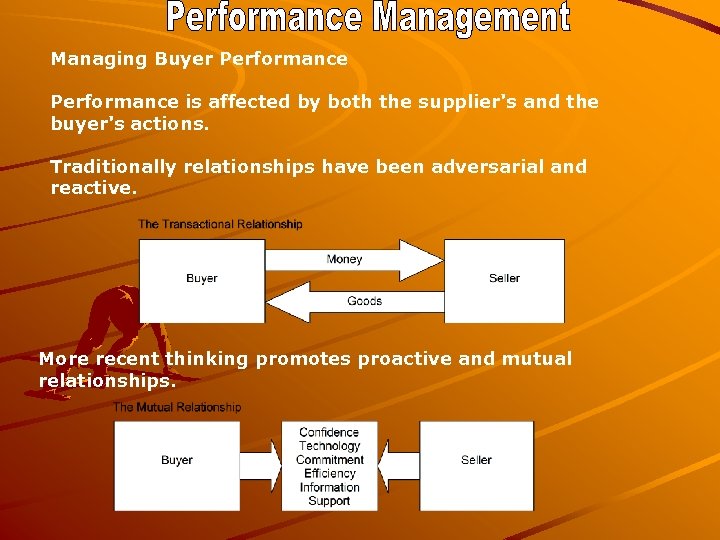 Managing Buyer Performance is affected by both the supplier's and the buyer's actions. Traditionally