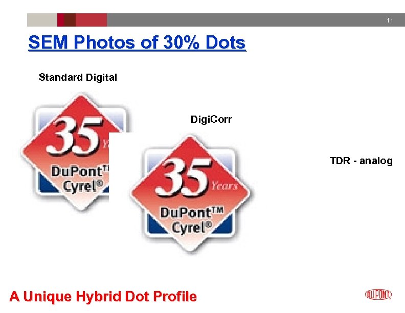 11 SEM Photos of 30% Dots Standard Digital Digi. Corr TDR - analog A