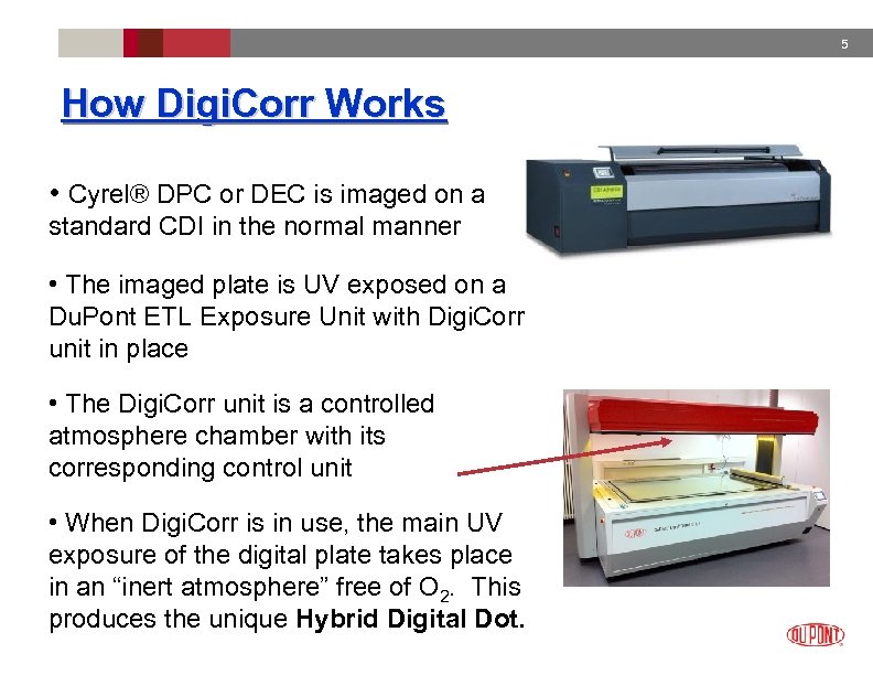 5 How Digi. Corr Works • Cyrel® DPC or DEC is imaged on a