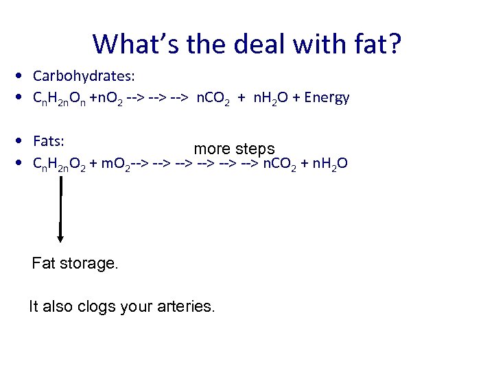 What’s the deal with fat? • Carbohydrates: • Cn. H 2 n. On +n.