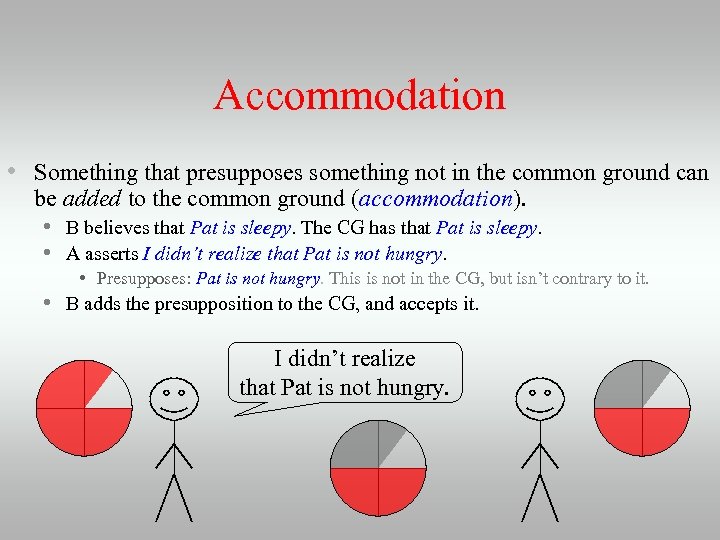 Accommodation • Something that presupposes something not in the common ground can be added