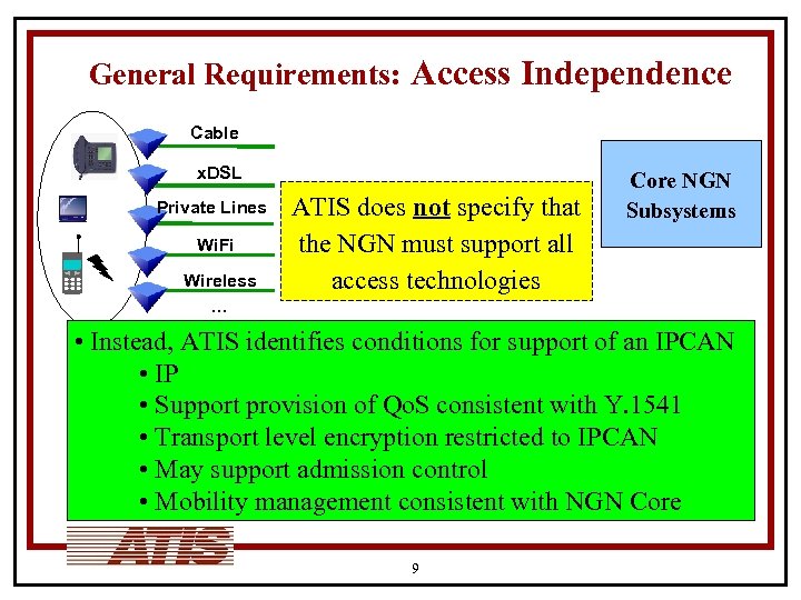 General Requirements: Access Independence Cable x. DSL Private Lines Wi. Fi Wireless … ATIS