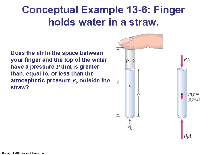 Conceptual Example 13 -6: Finger holds water in a straw. Does the air in