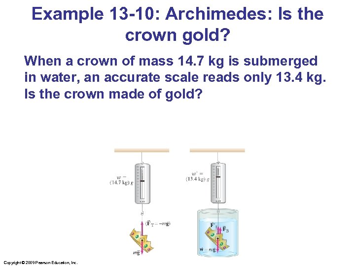 Example 13 -10: Archimedes: Is the crown gold? When a crown of mass 14.