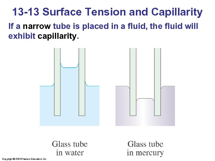 13 -13 Surface Tension and Capillarity If a narrow tube is placed in a