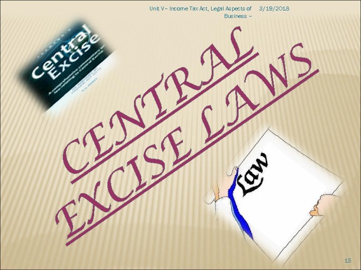 Unit V– Income Tax Act, Legal Aspects of Business – 3/19/2018 L A WS