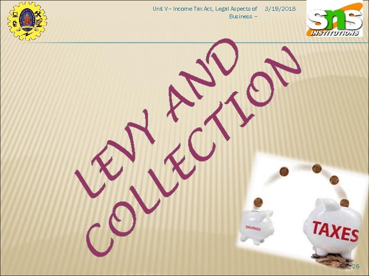 Unit V– Income Tax Act, Legal Aspects of Business – 3/19/2018 D N N