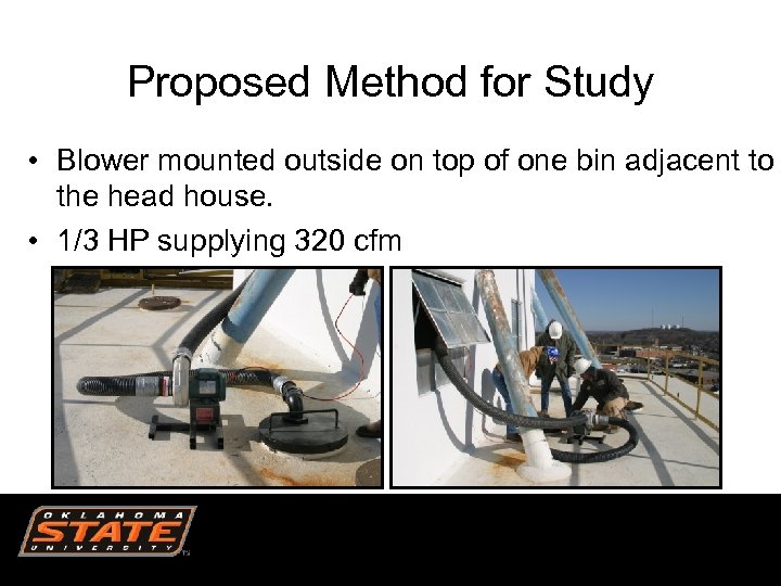 Proposed Method for Study • Blower mounted outside on top of one bin adjacent