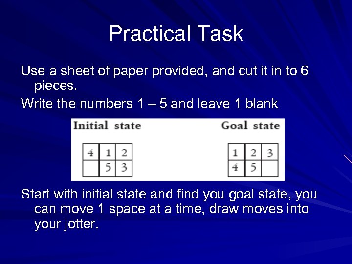 Practical Task Use a sheet of paper provided, and cut it in to 6