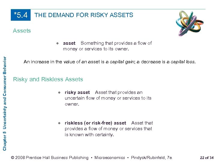 *5. 4 THE DEMAND FOR RISKY ASSETS Assets Chapter 5 Uncertainty and Consumer Behavior