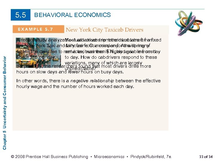 Chapter 5 Uncertainty and Consumer Behavior 5. 5 BEHAVIORAL ECONOMICS Most cab drivers rent