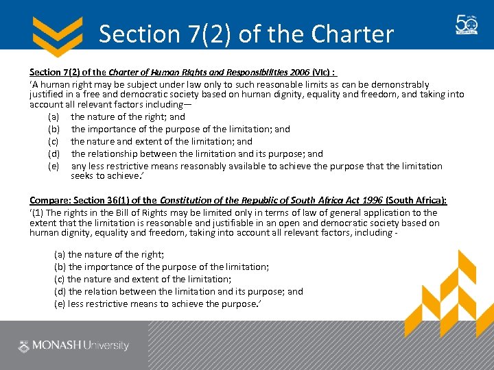 Section 7(2) of the Charter of Human Rights and Responsibilities 2006 (Vic) : ‘A