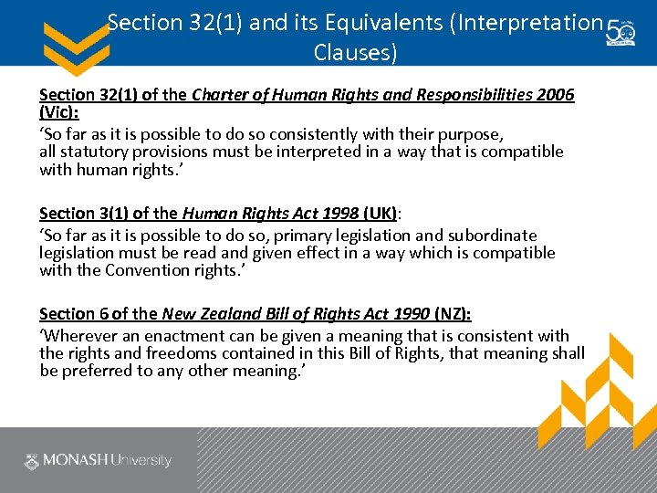 Section 32(1) and its Equivalents (Interpretation Clauses) Section 32(1) of the Charter of Human