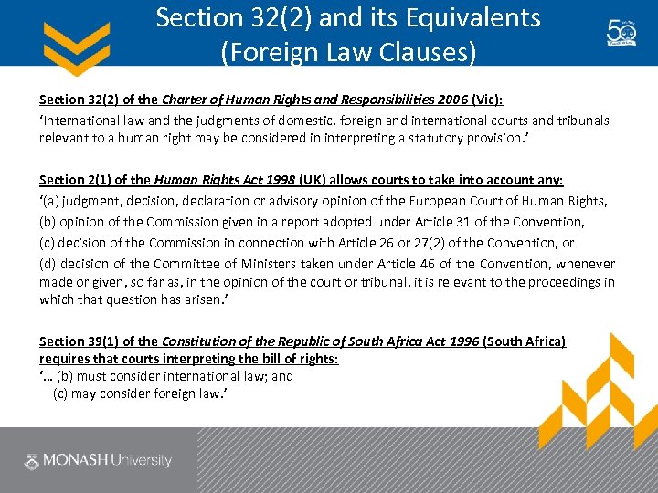 Section 32(2) and its Equivalents (Foreign Law Clauses) Section 32(2) of the Charter of