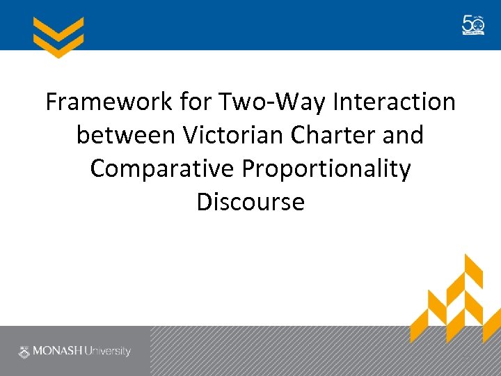 Framework for Two-Way Interaction between Victorian Charter and Comparative Proportionality Discourse 31 