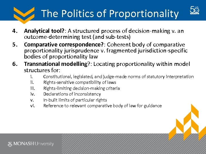 The Politics of Proportionality 4. 5. 6. Analytical tool? : A structured process of