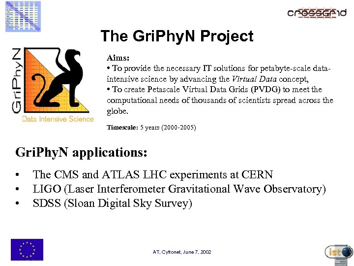 The Gri. Phy. N Project Aims: • To provide the necessary IT solutions for