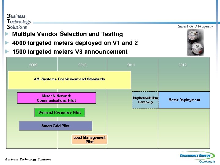 Business Technology Solutions Multiple Vendor Selection and Testing 4000 targeted meters deployed on V