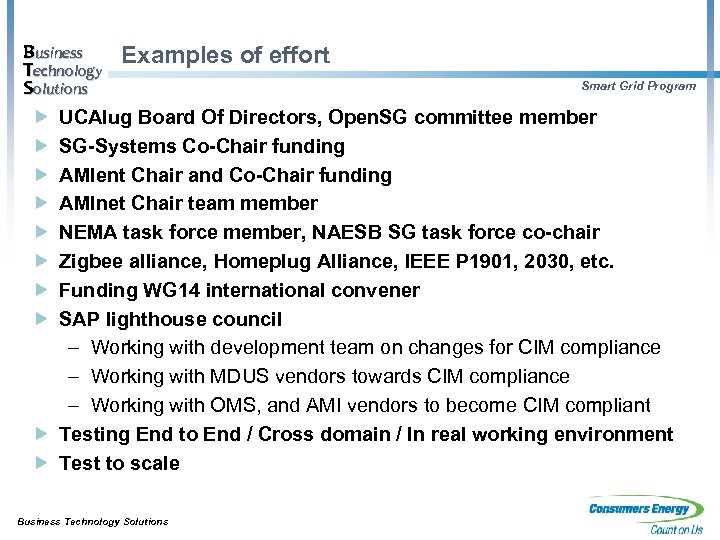 Business Examples of effort Technology Smart Grid Program Solutions UCAIug Board Of Directors, Open.