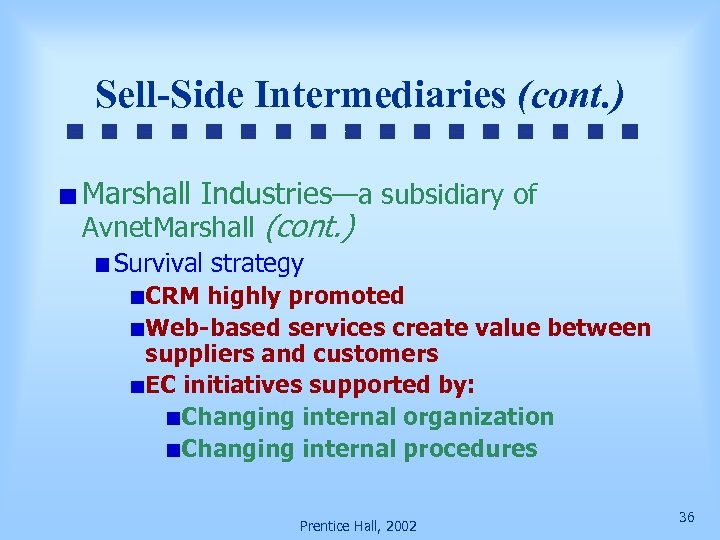 Sell-Side Intermediaries (cont. ) Marshall Industries—a subsidiary of Avnet. Marshall (cont. ) Survival strategy